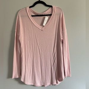 Light weight, long sleeved waffle top